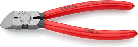 KNIPEX Tools - Diagonal Flush Cutter for Plastics, 45 Degree Angle (7211160), Red