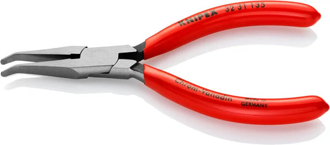 KNIPEX Tools - Long Nose Relay Adjusting Pliers, Flat Tips, 40 Degree Angled (3231135), Red