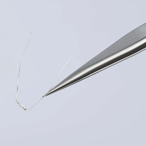 KNIPEX Tools 92 21 04 Premium Stainless Steel Gripping Tweezers-Needle-Point Tips, 3-1/2"