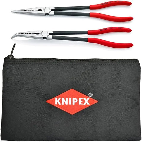 Knipex Tools 9K 00 80 128 US 11" Extra Long Needle Nose Pliers Set with Keeper Pouch,