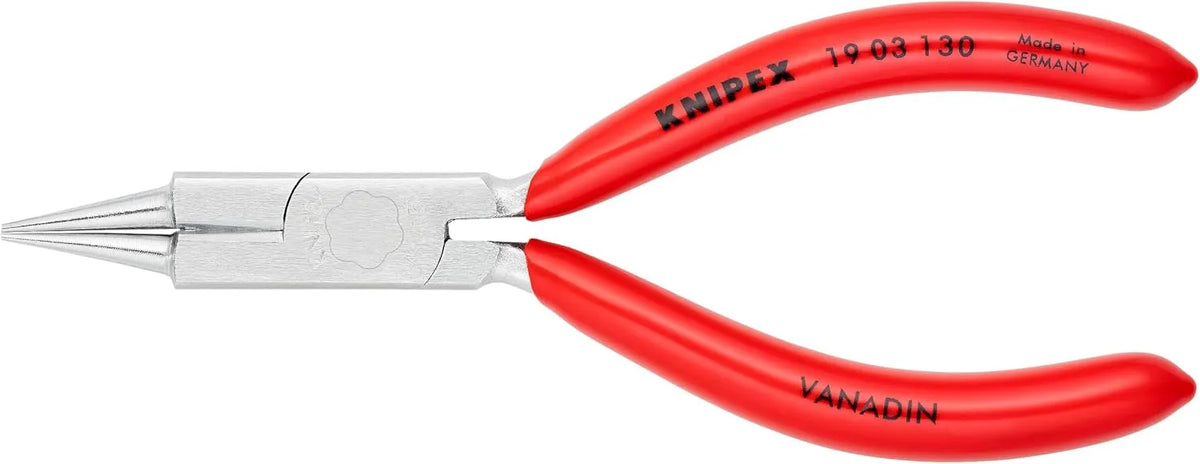 KNIPEX Tools - Round Nose Pliers, Chrome, Jeweler's Pliers (1903130), 5.2