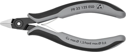KNIPEX 5" Precision Electronics Side Cutter ESD w/Pointed Head, Ergonomic Grip (7932125ESD)