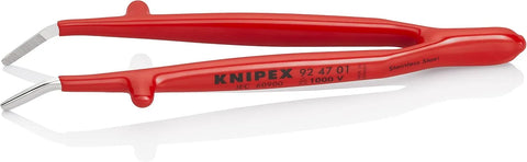 KNIPEX Tools 92 47 01 Stainless Steel Gripping-30°Angled Tweezers-1000V Insulated, 5-1/2", Red