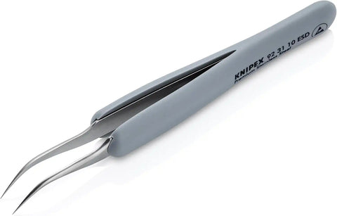 KNIPEX Tools 92 31 10 ESD Premium Stainless Steel Precision Tweezers-45°Angled-Needle-Point Tips-ESD, 4-3/4"