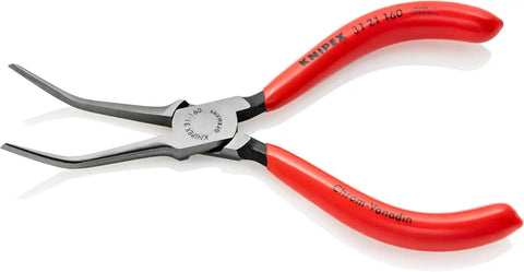 KNIPEX Tools - Needle Nose Pliers, 45 Degree Angled (3121160), Red, 6.25