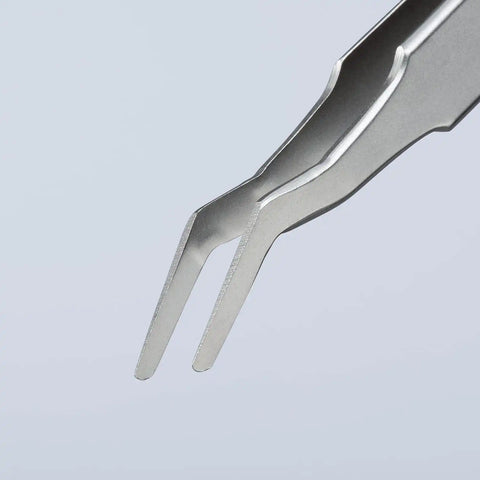 KNIPEX Tools 92 01 02 Premium Stainless Steel Positioning Tweezers-35°Angled-SMD, 4-3/4"
