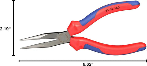 KNIPEX - Long Nose Pliers w/Cutter, Multi-Component (25 02 160),6-1/4 inches