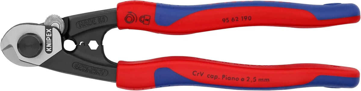 Knipex Tools 95 62 190 Wire Rope Cutters, 7 1/4-Inch, Comfort Grip