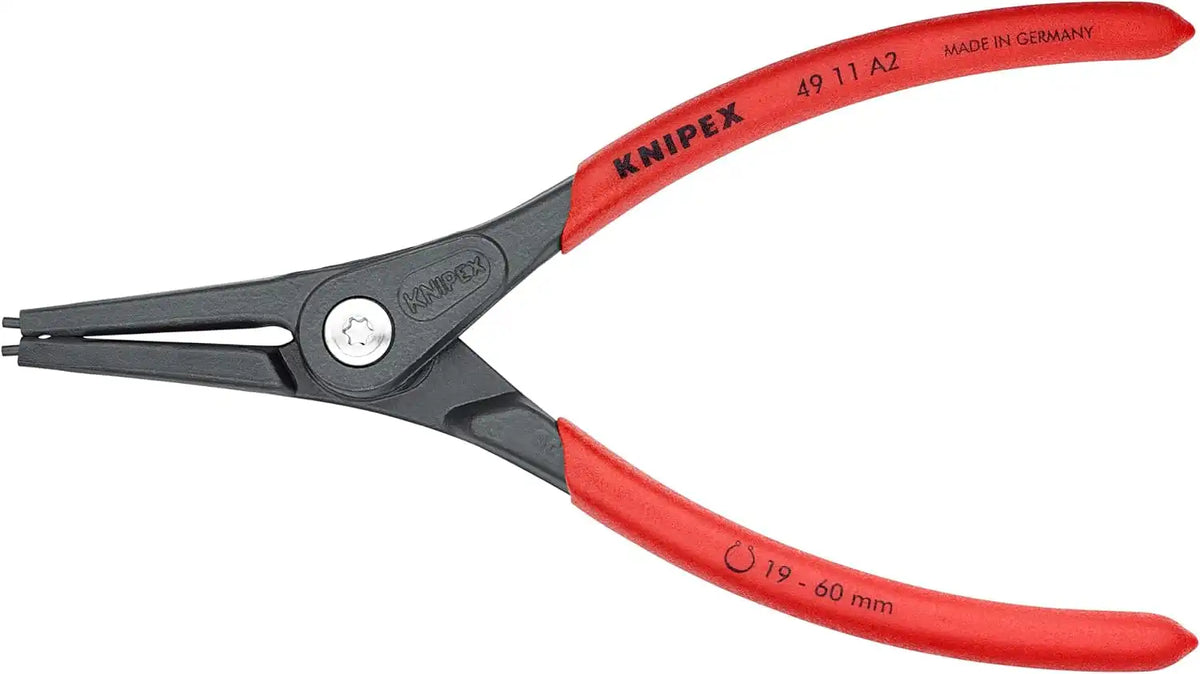 KNIPEX - 49 11 A2 Tools - Precision Circlip Pliers, External, Straight, 3/4-2 23/64" Shaft Dia. (4911A2)
