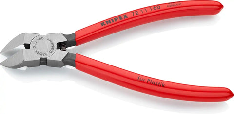 KNIPEX Tools - Diagonal Flush Cutter for Plastics, 45 Degree Angle (7211160), Red