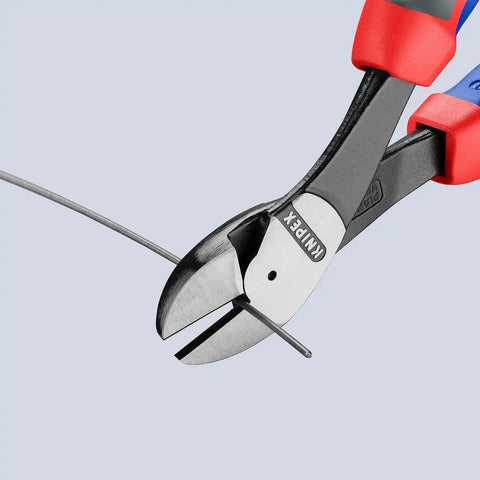 Knipex 7422250SBA 10-Inch High Leverage Angled Diagonal Cutters - Comfort Grip