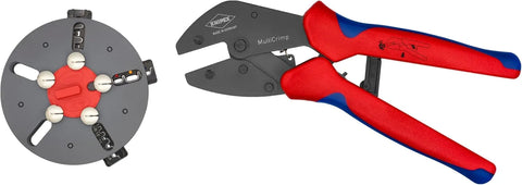 Knipex Tools 97 33 01 MultiCrimp Pliers and Quick Changer Magazine with 3-Interchangeable Crimping Dies