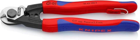 KNIPEX - 95 62 190 T BKA Tools - Wire Rope Cutters, Multi-Component, Tethered Attachment (9562190TBKA)