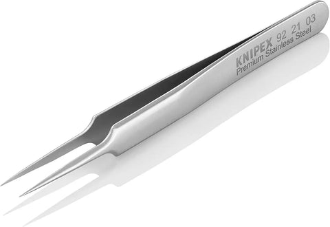 KNIPEX Tools 92 21 03 Premium Stainless Steel Gripping Tweezers-Needle-Point Tips, 4-1/2"