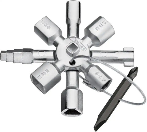 KNIPEX Tools 00 11 01 Twin Key Universal Control Cabinet Key, Chrome