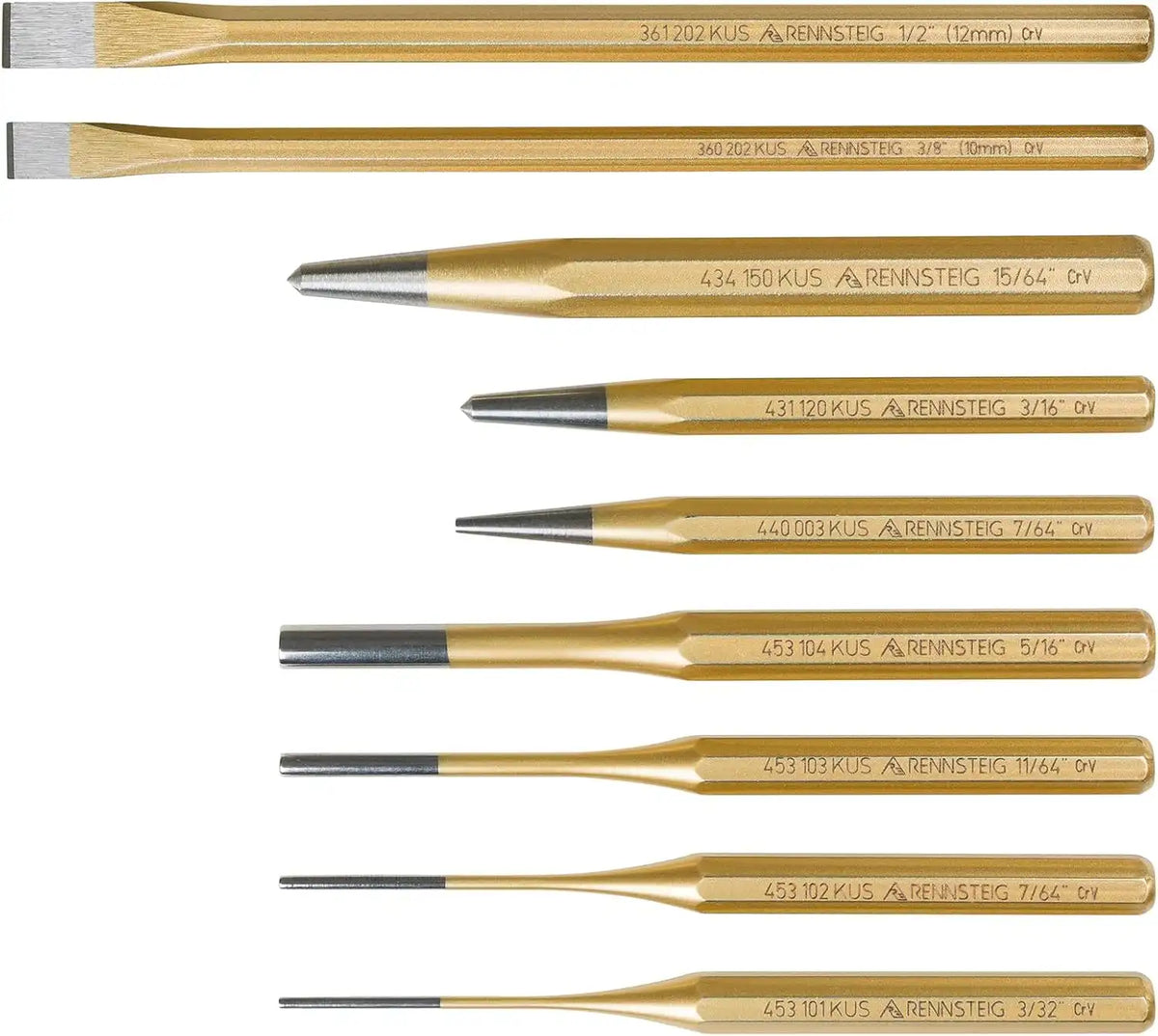 Rennsteig 9R 400 009 9 Pc Punch and Chisel Set
