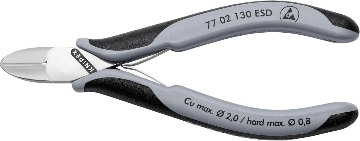 KNIPEX Tools 77 02 130 ESD Electronics Diagonal Cutters, ESD Handles, 5-1/4"