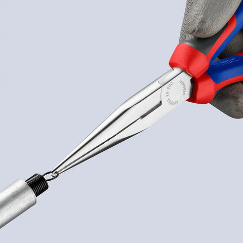 KNIPEX Tools - Long Nose Pliers With Cutter, Chrome, Multi-Component (2615200), 8 inches