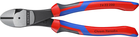KNIPEX 74 22 200 Comfort Grip High Leverage Angled Diagonal Cutter, 8-Inch, Angled, Comfort Grip