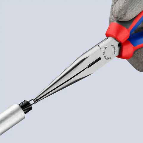 KNIPEX Tools - Long Nose Pliers With Cutter, Multi-Component (2612200), Multi-Colour, 8 inches