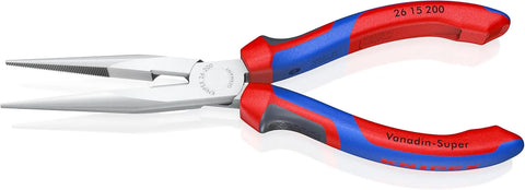 KNIPEX Tools - Long Nose Pliers With Cutter, Chrome, Multi-Component (2615200), 8 inches