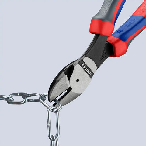 KNIPEX 74 22 200 Comfort Grip High Leverage Angled Diagonal Cutter, 8-Inch, Angled, Comfort Grip