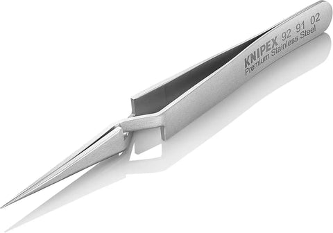 KNIPEX Tools 92 91 02 Premium Stainless Steel Gripping Cross-Over Tweezers-Needle-Point Tips, 4-3/4"