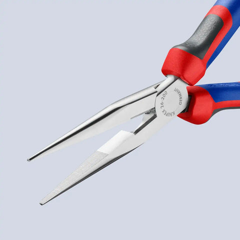 KNIPEX Tools - Long Nose Pliers With Cutter, Chrome, Multi-Component (2615200), 8 inches
