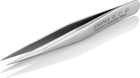 KNIPEX Tools 92 21 05 Premium Stainless Steel Gripping Tweezers-Needle-Point Tips, 2-3/4"