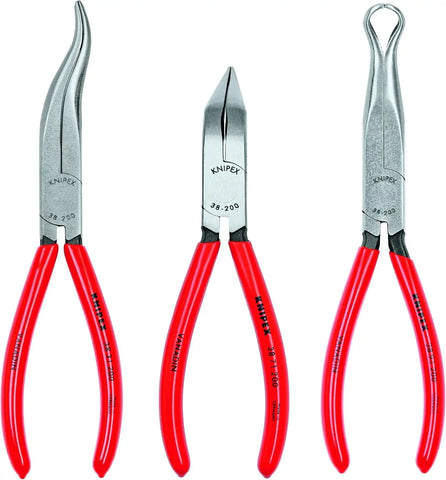 KNIPEX - 9K 00 80 12 US Tools - 3 Piece Long Nose Tool Set (38 31 200, 38 71 200, 38 91 200) (9K008012US) Red