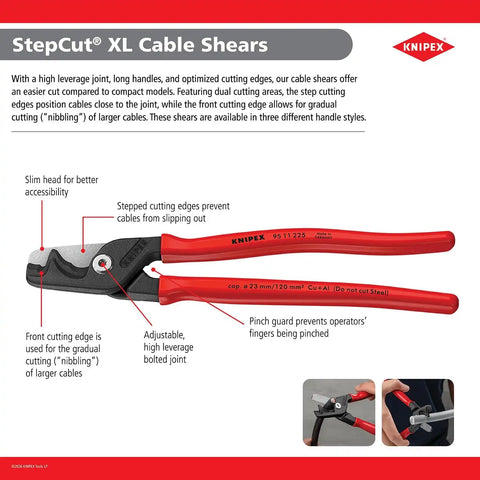 KNIPEX Tools 95 11 225 StepCut® XL Cable Shears, 9"