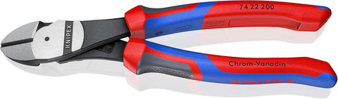 KNIPEX 74 22 200 Comfort Grip High Leverage Angled Diagonal Cutter, 8-Inch, Angled, Comfort Grip
