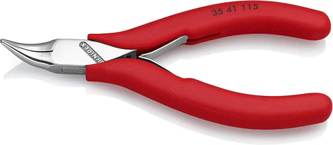 Knipex Tools 35 41 115 Electronics Pliers, Angled Half Round Smooth Tips, 4.5"