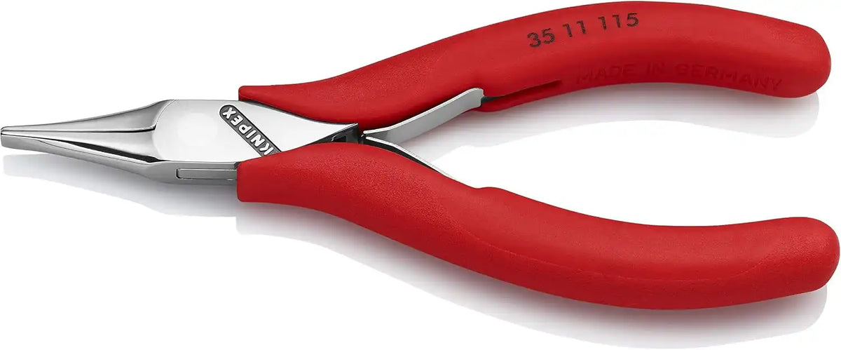 KNIPEX Tools - Electronics Pliers, Flat Tips (3511115), Red