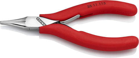 KNIPEX Tools - Electronics Pliers, Flat Tips (3511115), Red