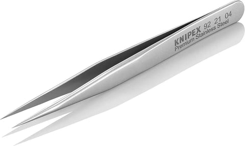 KNIPEX Tools 92 21 04 Premium Stainless Steel Gripping Tweezers-Needle-Point Tips, 3-1/2"