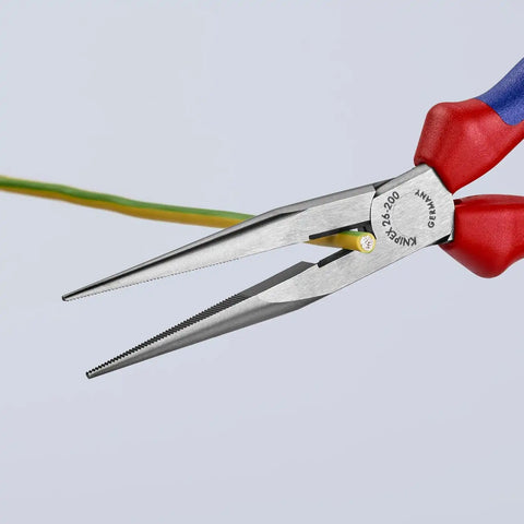 KNIPEX Tools - Long Nose Pliers With Cutter, Multi-Component (2612200), Multi-Colour, 8 inches