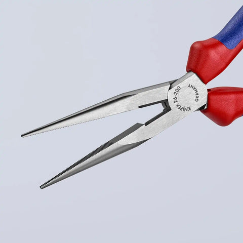 KNIPEX Tools - Long Nose Pliers With Cutter, Multi-Component (2612200), Multi-Colour, 8 inches