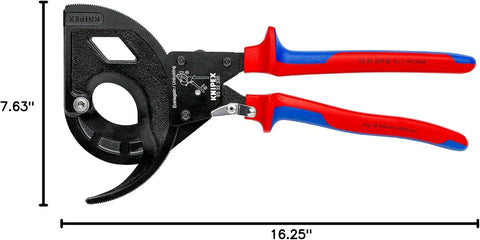 Knipex Tools 95 32 320 Three Stage Drive Ratchet Cable Cutter with Comfort Grip Handle, Red/Blue