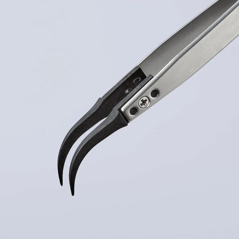 KNIPEX Tools 92 81 03 Premium Stainless Steel Gripping Tweezers-60°Angled-Pointed Tips, 5-1/4"