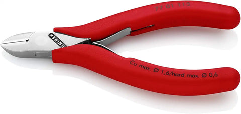 KNIPEX Tools 4-1/2" Electronics Diagonal Cutter, Plastic Grip (7701115), Red