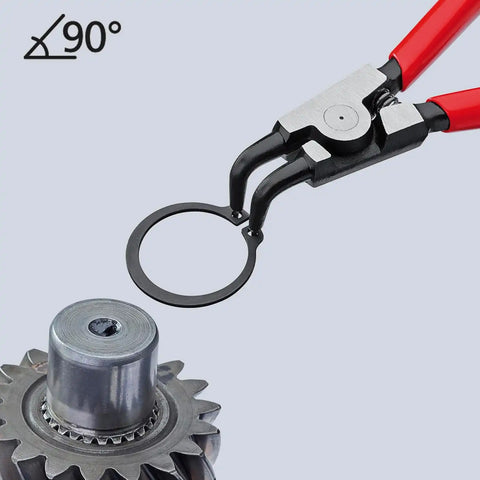 KNIPEX Tools - Circlip Pliers, External, 90 Degree Angled, Forged Tip, 3/4"-2 23/64" Shaft Dia. (4621A21), 6.75, Black