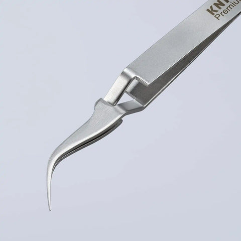 KNIPEX Tools 92 91 03 Premium Stainless Steel Cross-Over Gripping Tweezers-45°Angled-Needle-Point Tips, 4-1/2'', Silver