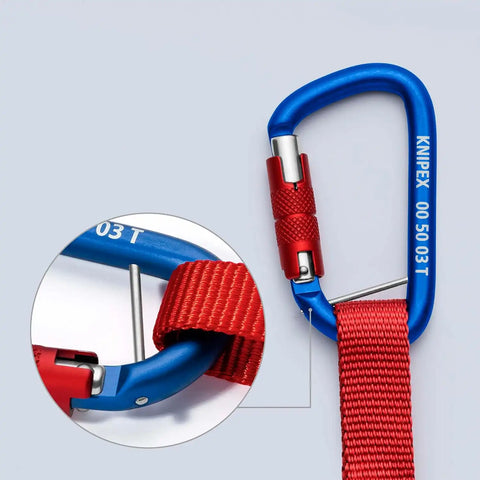 KNIPEX Tools 00 50 12 T BKA Tool Tethering Lanyard with Captive Eye Carabiner up to 13 lbs.