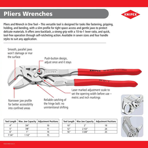 KNIPEX - Pliers Wrench, Chrome (86 03 180)