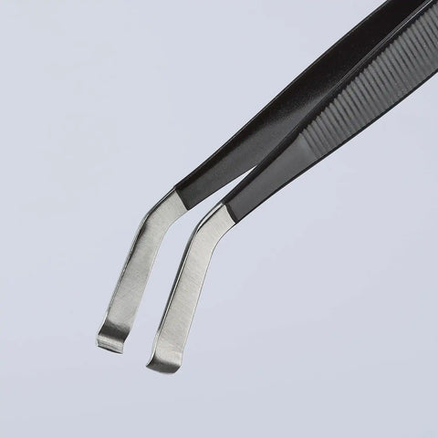 KNIPEX Tools 92 16 01 ESD Stainless Steel Positioning Tweezers-35°Angled-ESD, 4-3/4"