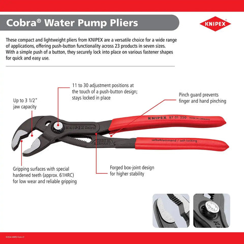 KNIPEX Tools 87 01 300 Cobra Water Pump Pliers, 12-Inch