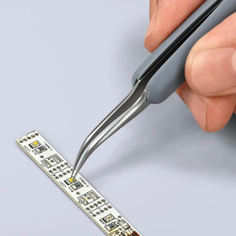 KNIPEX Tools 92 31 10 ESD Premium Stainless Steel Precision Tweezers-45°Angled-Needle-Point Tips-ESD, 4-3/4"