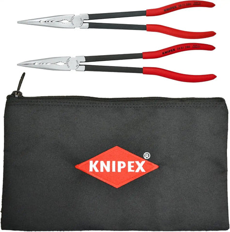 Knipex Tools 9K 00 80 128 US 11" Extra Long Needle Nose Pliers Set with Keeper Pouch,