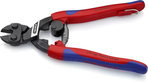 Knipex Tools 71 32 200 T BKA 8" High Leverage Cobolt Cutter with Notch & Spring, Tether Attachment-Comfort Grip,